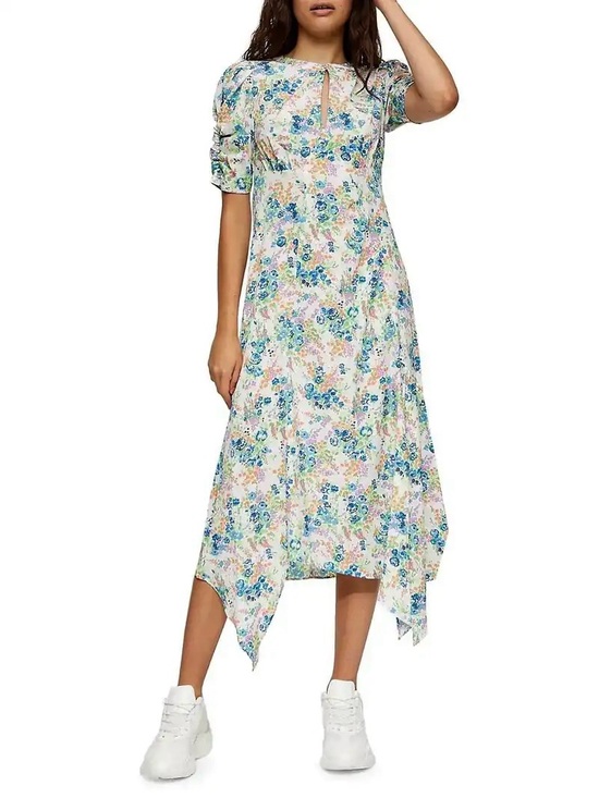 Topshop Dresses & Skirts - TOPSHOP | Floral Midi Dress with Handkerchief Hem